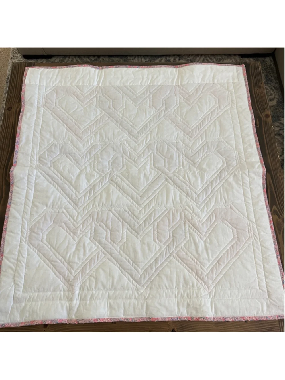 Handmade Pink White Heart Patchwork Quilt 35